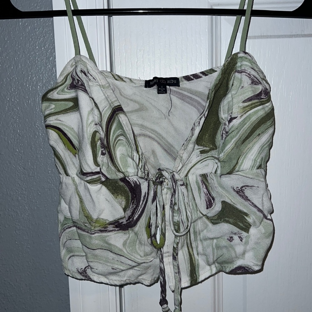 Heart Hips Green and Purple Summer Wrap Top